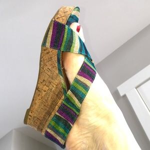 Striped Multicolor Wedge Sandals